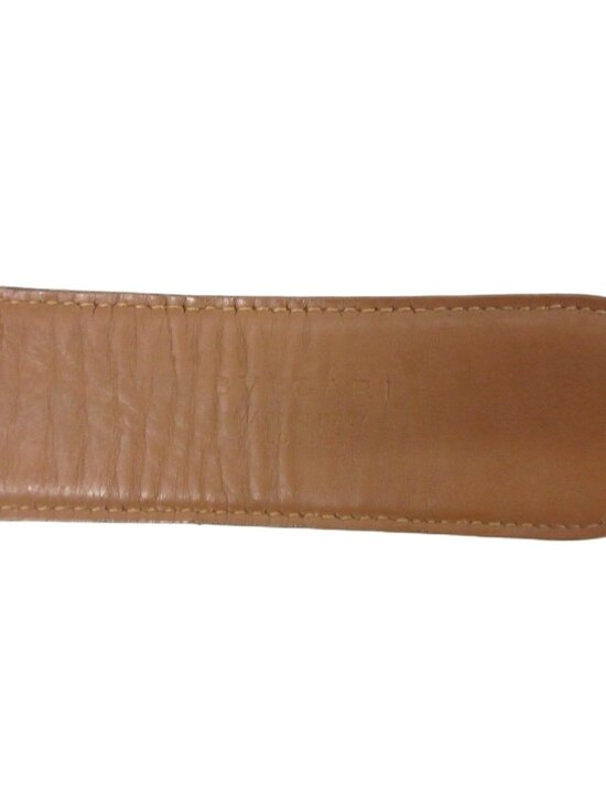 Bvlgari Logo Buckle Belt Eyelet Gold Leather 105 42 Brown main image 9